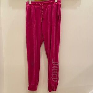 Juicy Couture Fuchsia Velour Joggers, Small